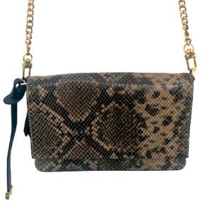 Radley London Lexington Small Flapover Snake Print Chain Leather Crossbody Bag